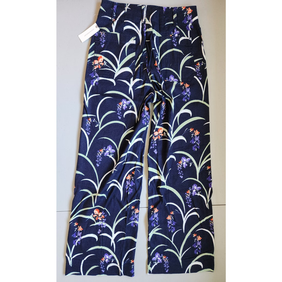 NWT Maeve The Colette Cropped Wide-Leg Linen Pants Sz 27 Tall Blue Floral #7E405 - Picture 11 of 11